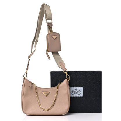 Prada Saffiano Re-Edition 2005 Shoulder Bag Cammeo Beige 10 of 10