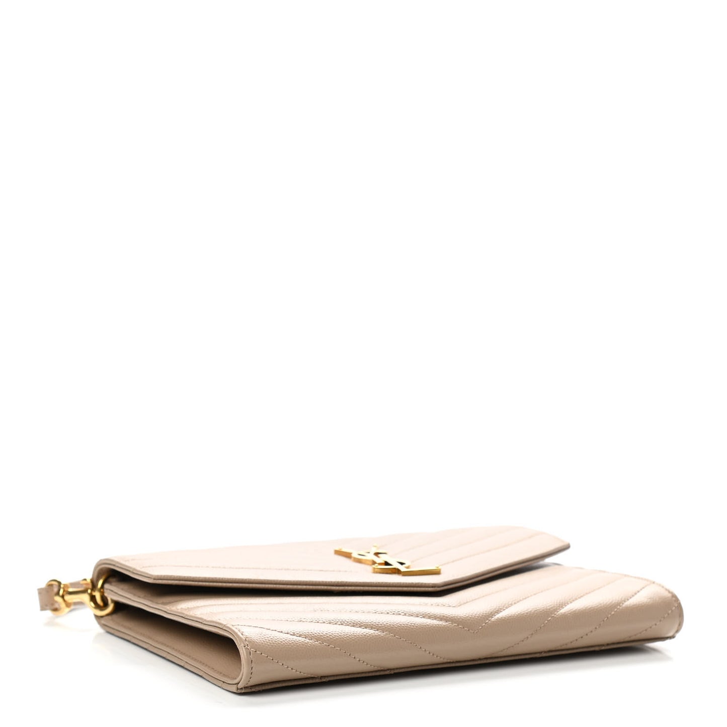 Grain De Poudre Matelasse Chevron Monogram Envelope Clutch Dark Beige