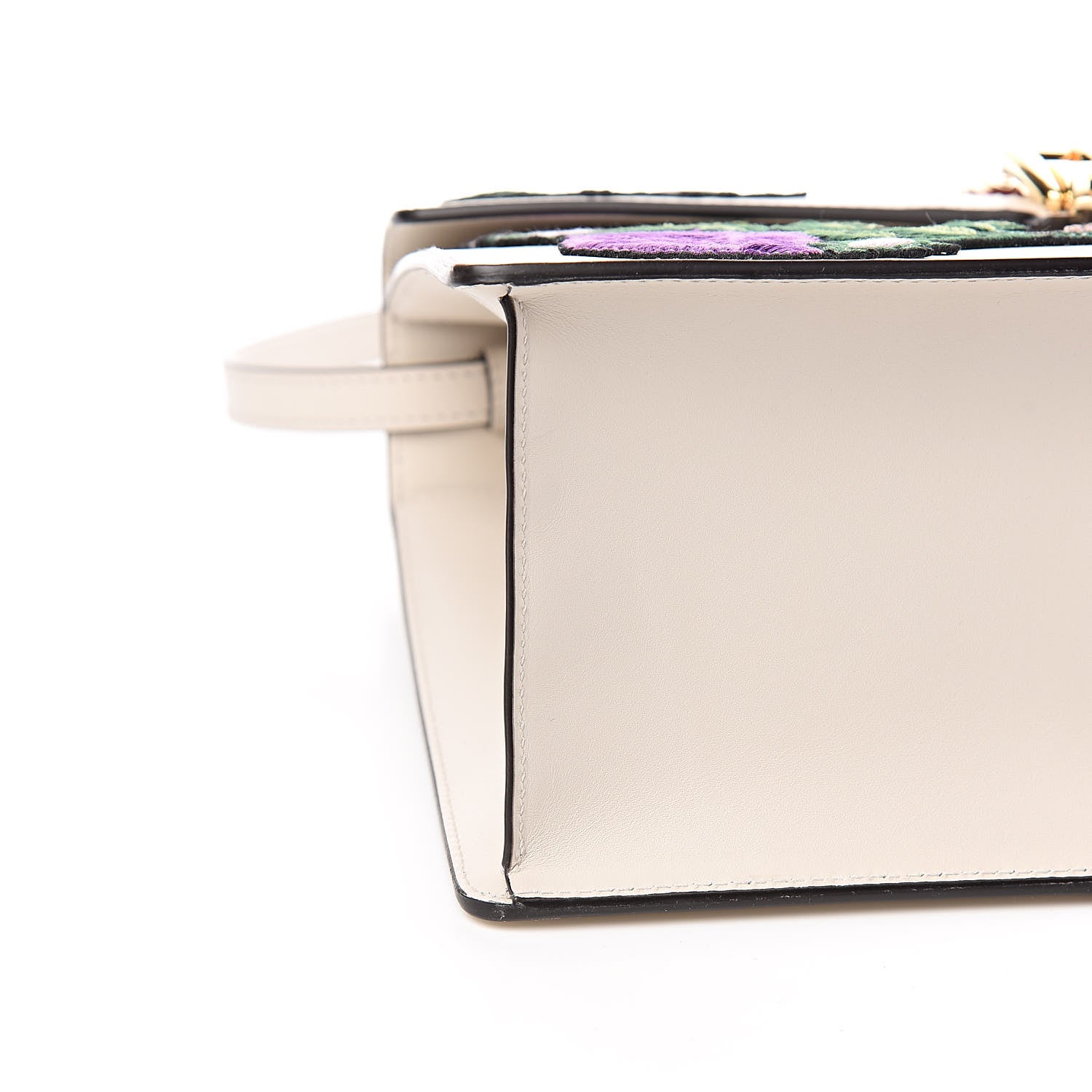 Gucci Calfskin Embroidered Medium Sylvie Top Handle Bag White 8 of 10