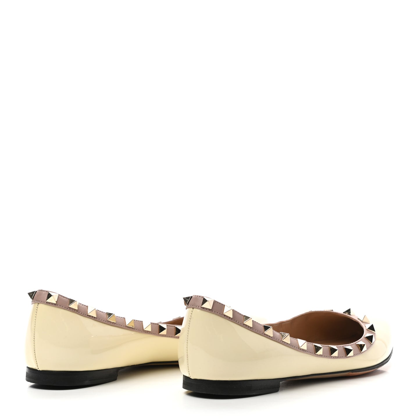 Patent Rockstud Ballerina Flats 37.5 Ivory Poudre