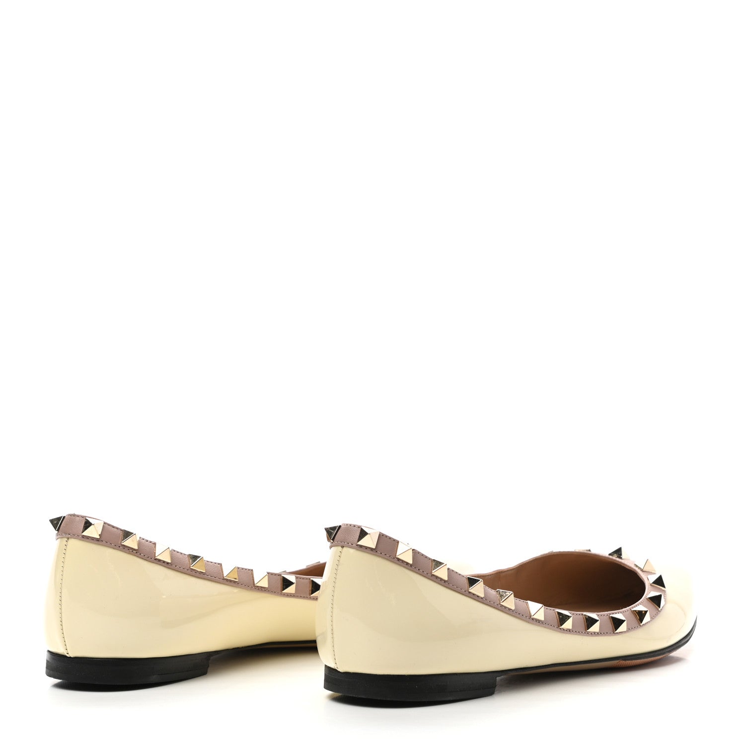 Valentino Garavani Patent Rockstud Ballerina Flats 37.5 Ivory Poudre 4 of 8