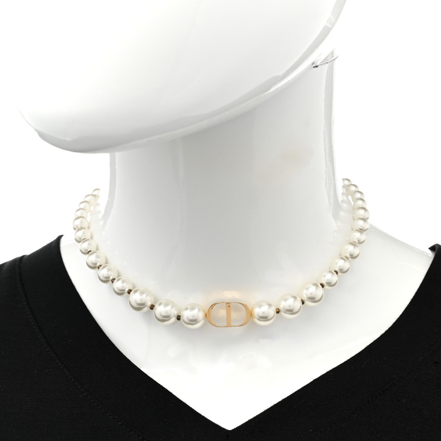 Christian Dior Pearl 30 Montaigne Choker Necklace Gold 2 of 7