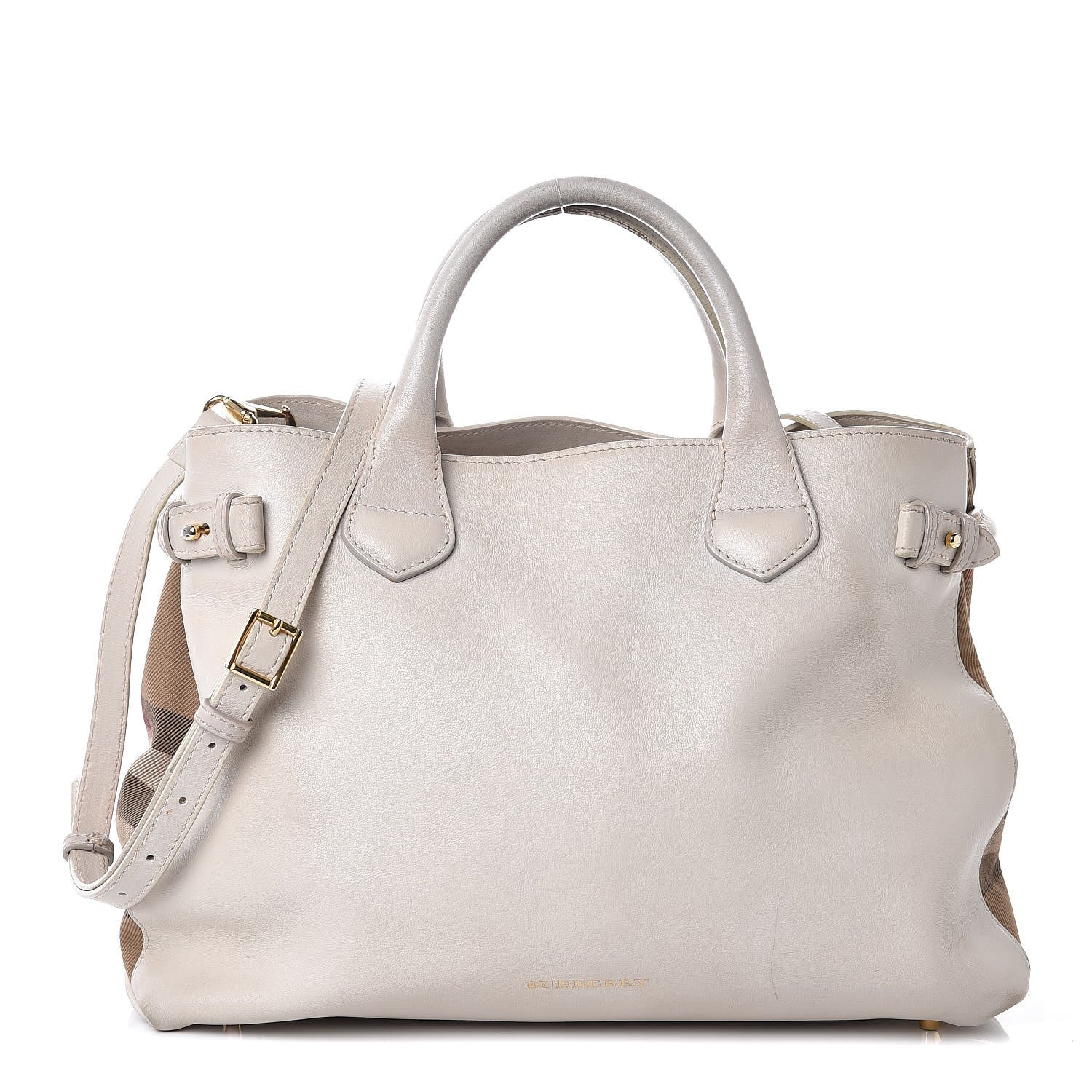Burberry Smooth Calfskin Medium Banner Tote Off White 1 of 18