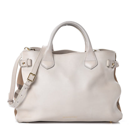 Burberry Smooth Calfskin Medium Banner Tote Off White 1 of 18