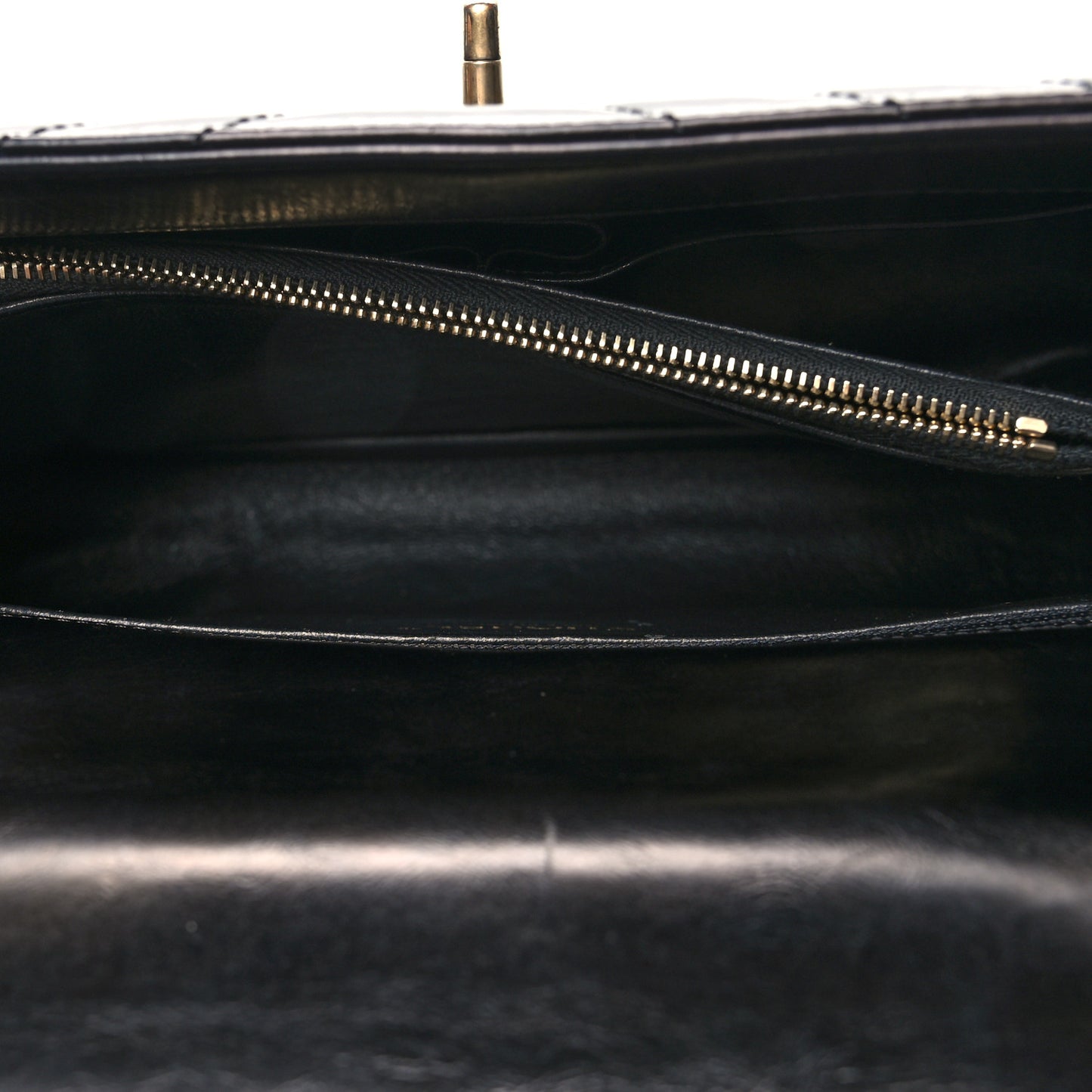 Calfskin Lizard Chevron Quilted Small Coco Handle Flap Black