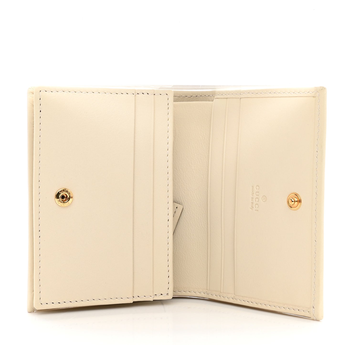 Calfskin Interlocking Card Case Mystic White Hibiscus Red