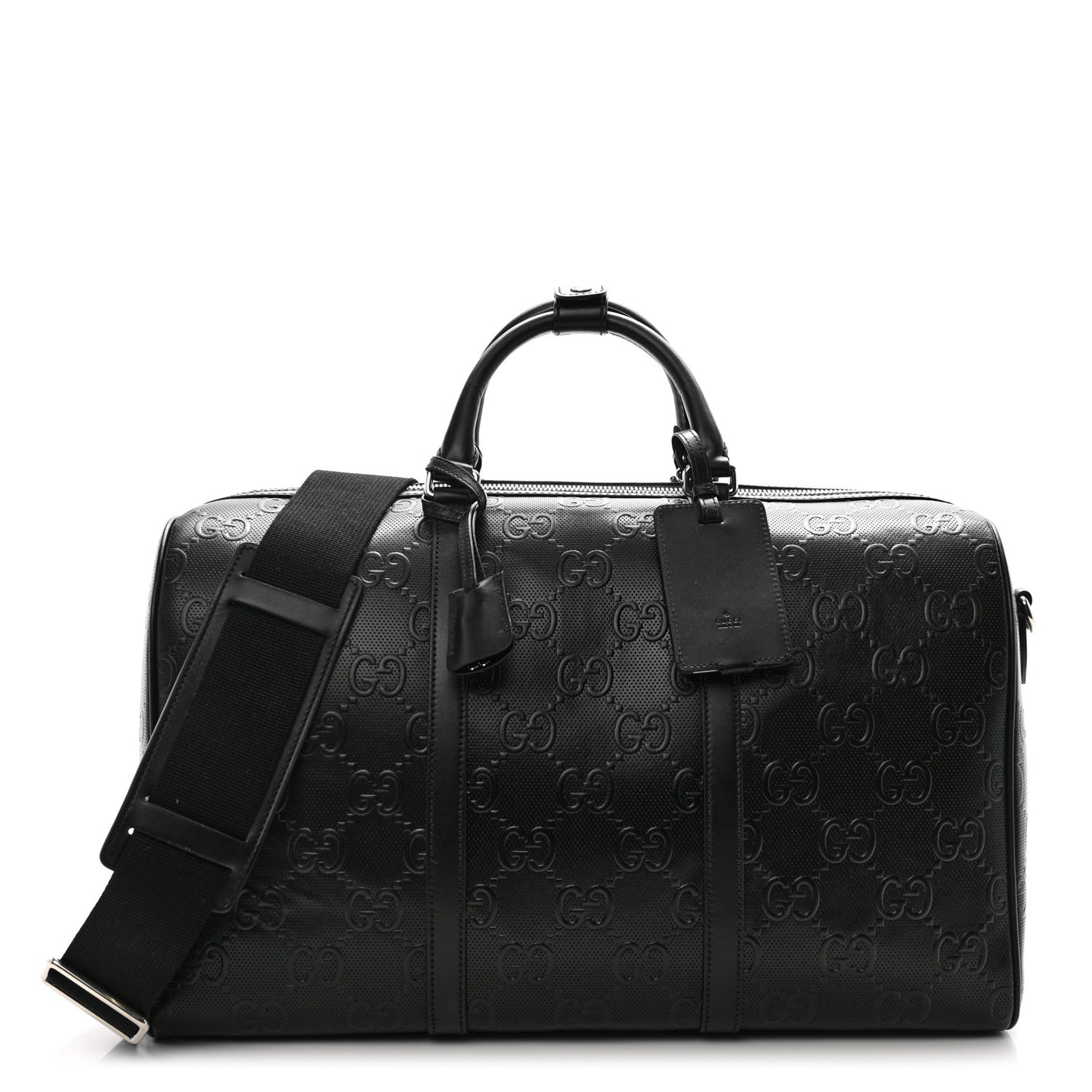 Calfskin GG Tennis Embossed Duffle Bag Black