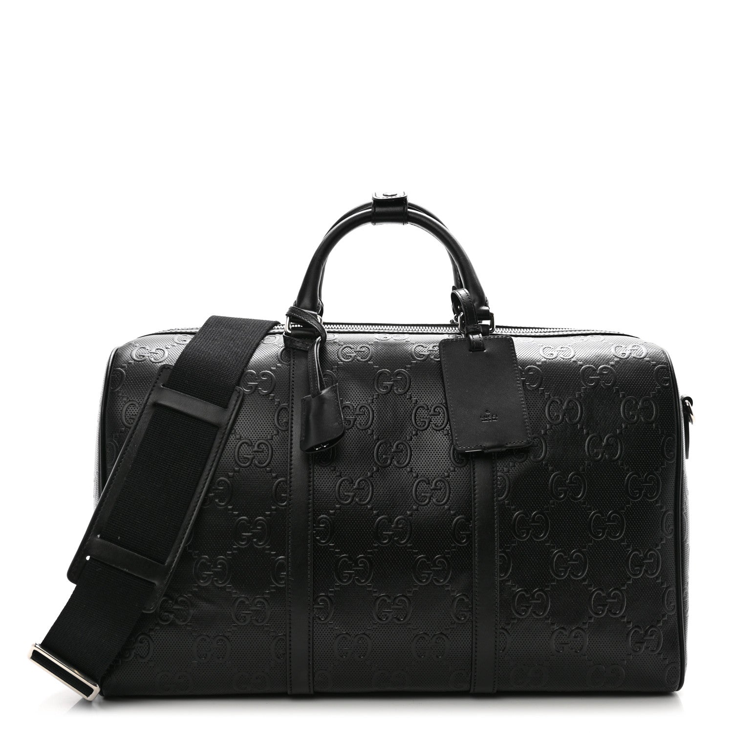 Gucci Calfskin GG Tennis Embossed Duffle Bag Black 1 of 10