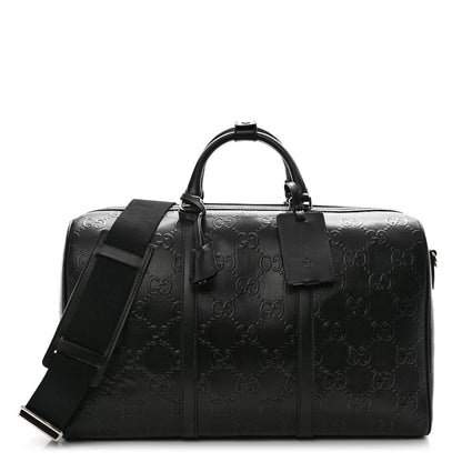Gucci Calfskin GG Tennis Embossed Duffle Bag Black 1 of 10