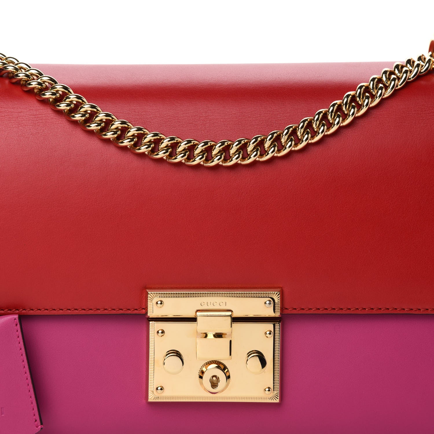 Gucci Moon Calfskin Bi-Color Medium Padlock Shoulder Bag New Rosette Hibiscus Red 10 of 10