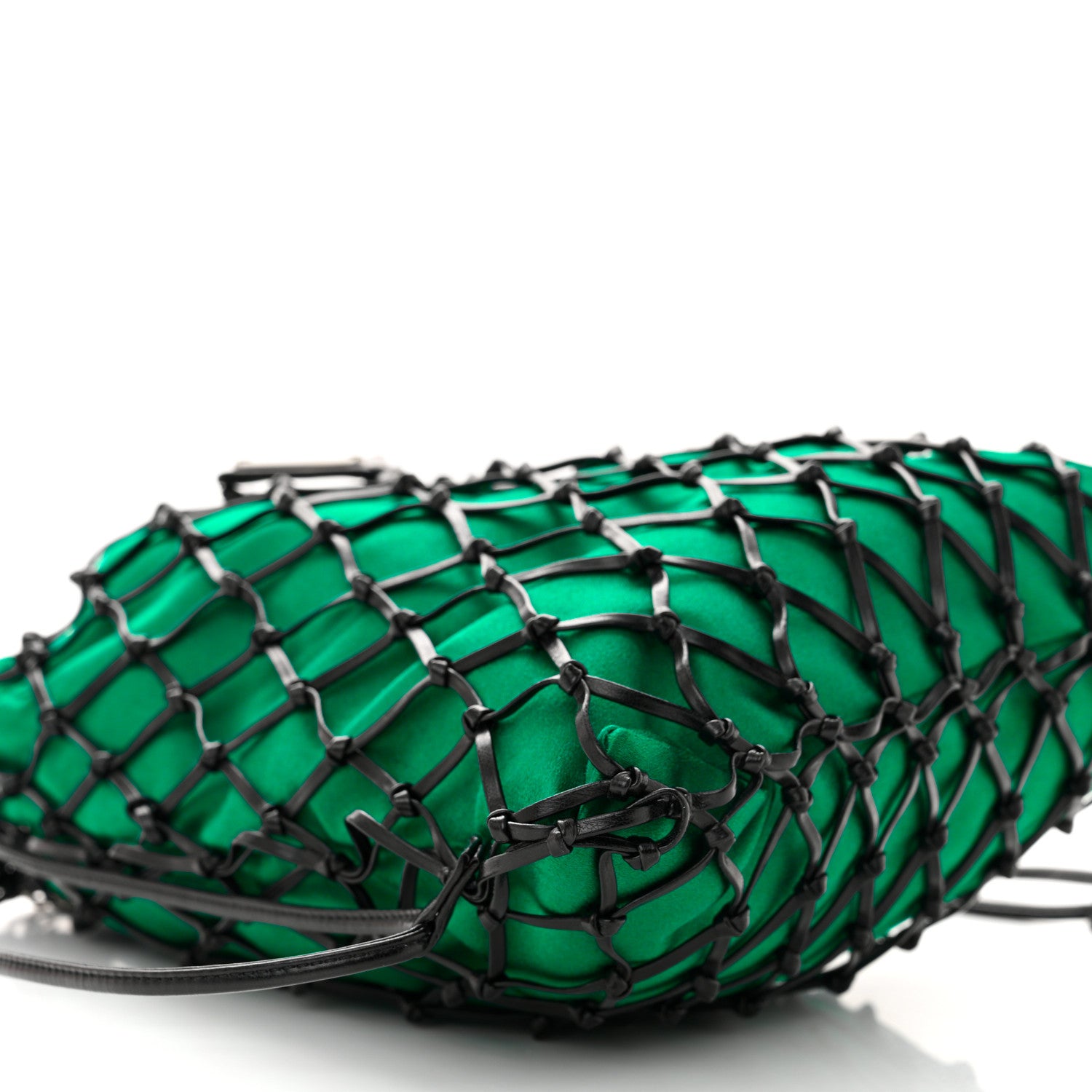 Prada Satin Net Chain Bag Green Black 8 of 9