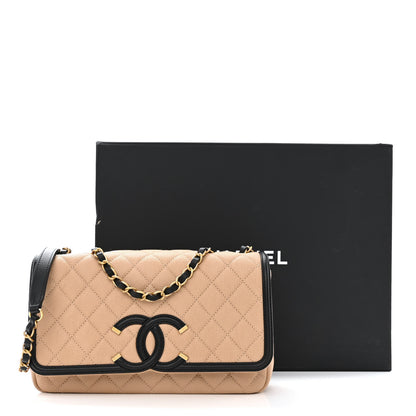Chanel Caviar Quilted Medium CC Filigree Flap Beige Black 11 of 11