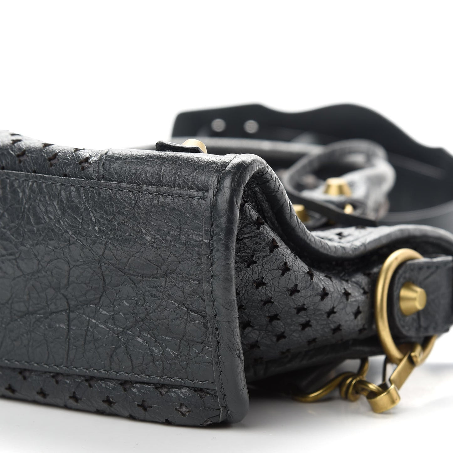 Agneau Stadio Laser Cut Cross Classic Gold Hardware Mini City Black