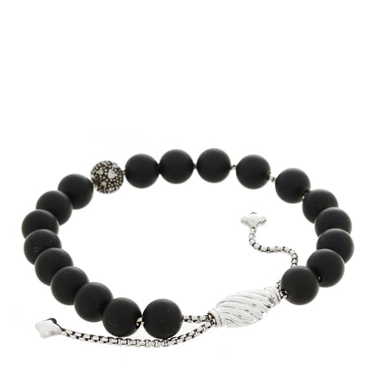 David Yurman Sterling Silver Black Onyx Diamond Spiritual Beads Bracelet 2 of 3