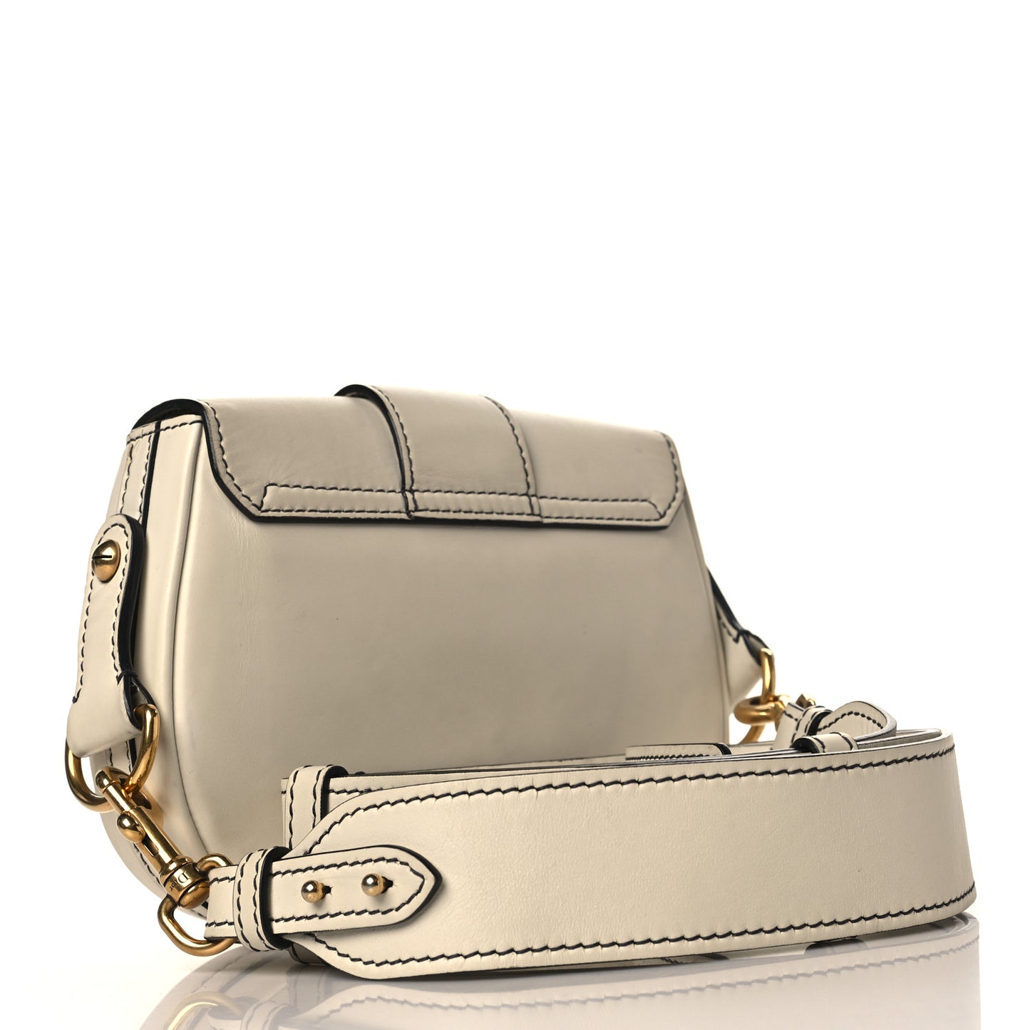 Calfskin D Fence Saddle Bag Latte