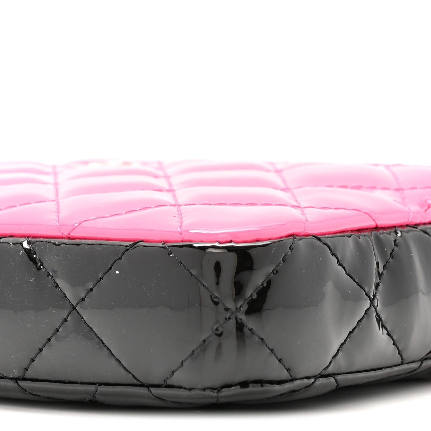 Patent Quilted Small Clutch With Chain Pink Black