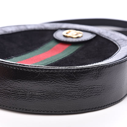 Gucci Suede Patent Web Mini Ophidia Round Shoulder Bag Black 9 of 12
