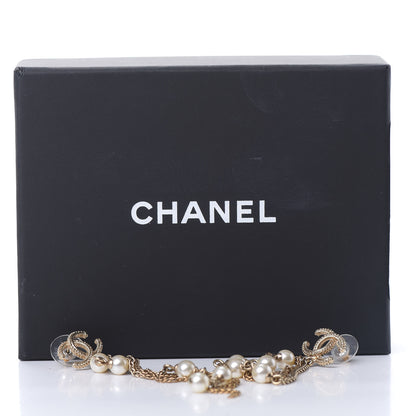 Chanel Pearl Beaded CC Drop Earrings Gold 5 of 5