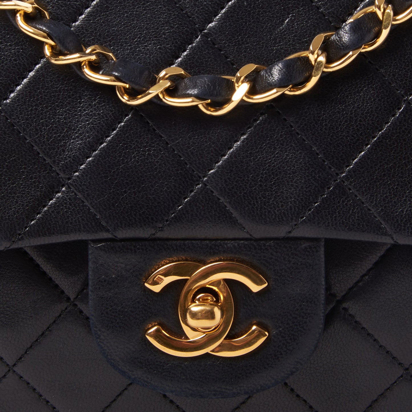 Lambskin Quilted Small Double Flap Black