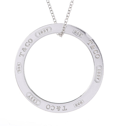 Tiffany Sterling Silver 1837 Circle Pendant Necklace 3 of 7