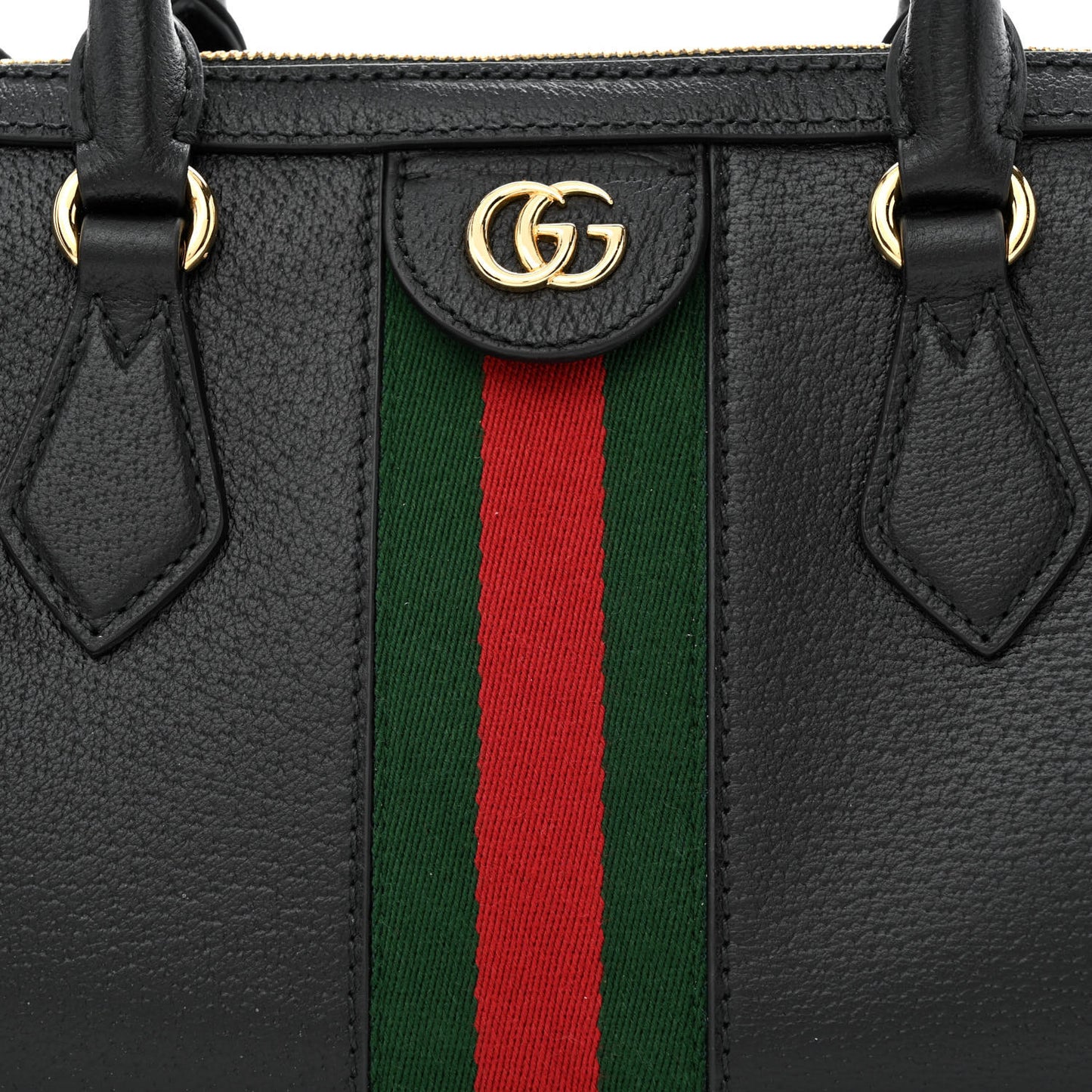 Textured Dollar Calfskin Web Medium Ophidia Boston Black