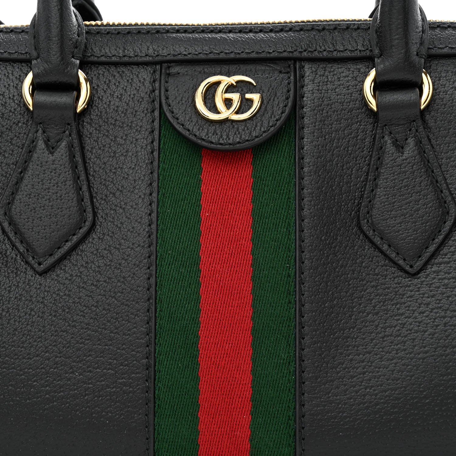 Gucci Textured Dollar Calfskin Web Medium Ophidia Boston Black 8 of 11