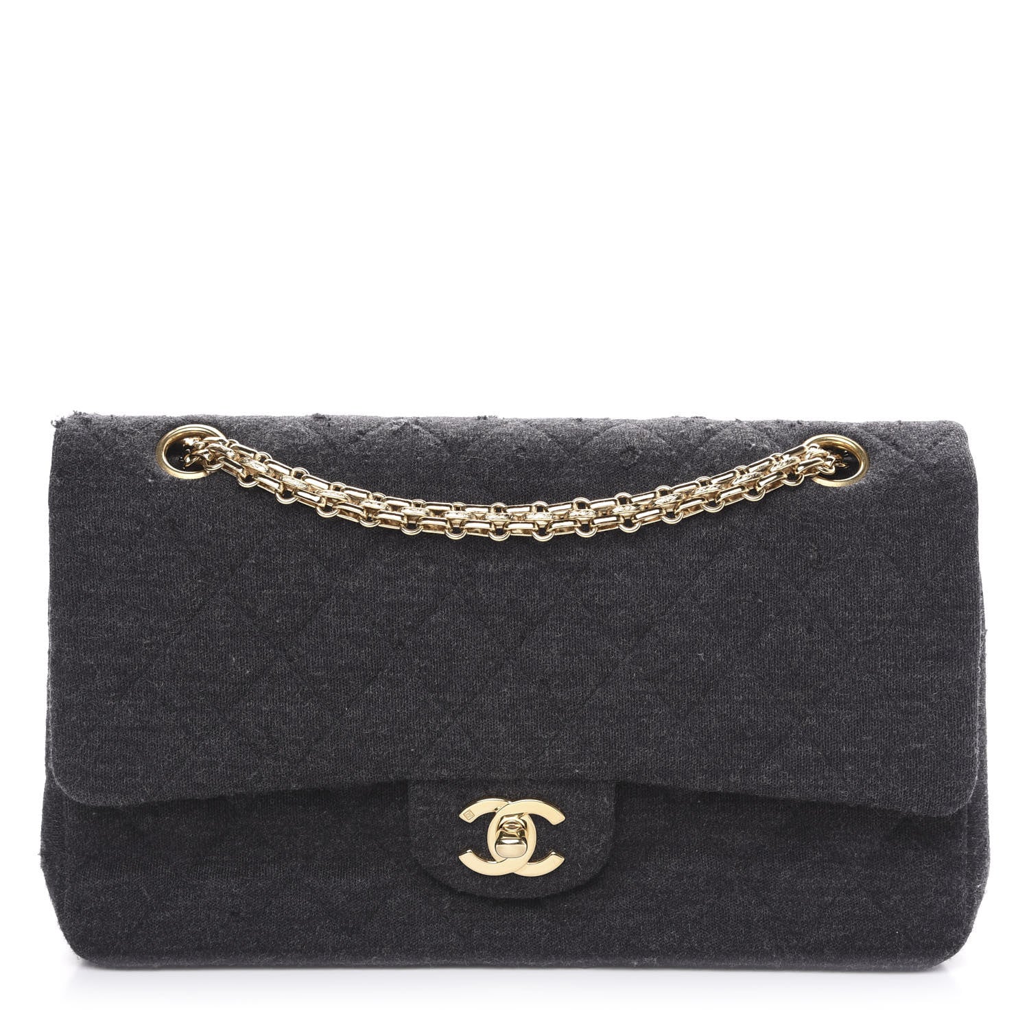 Chanel Jersey Quilted Small Double Flap Black 1 of 15