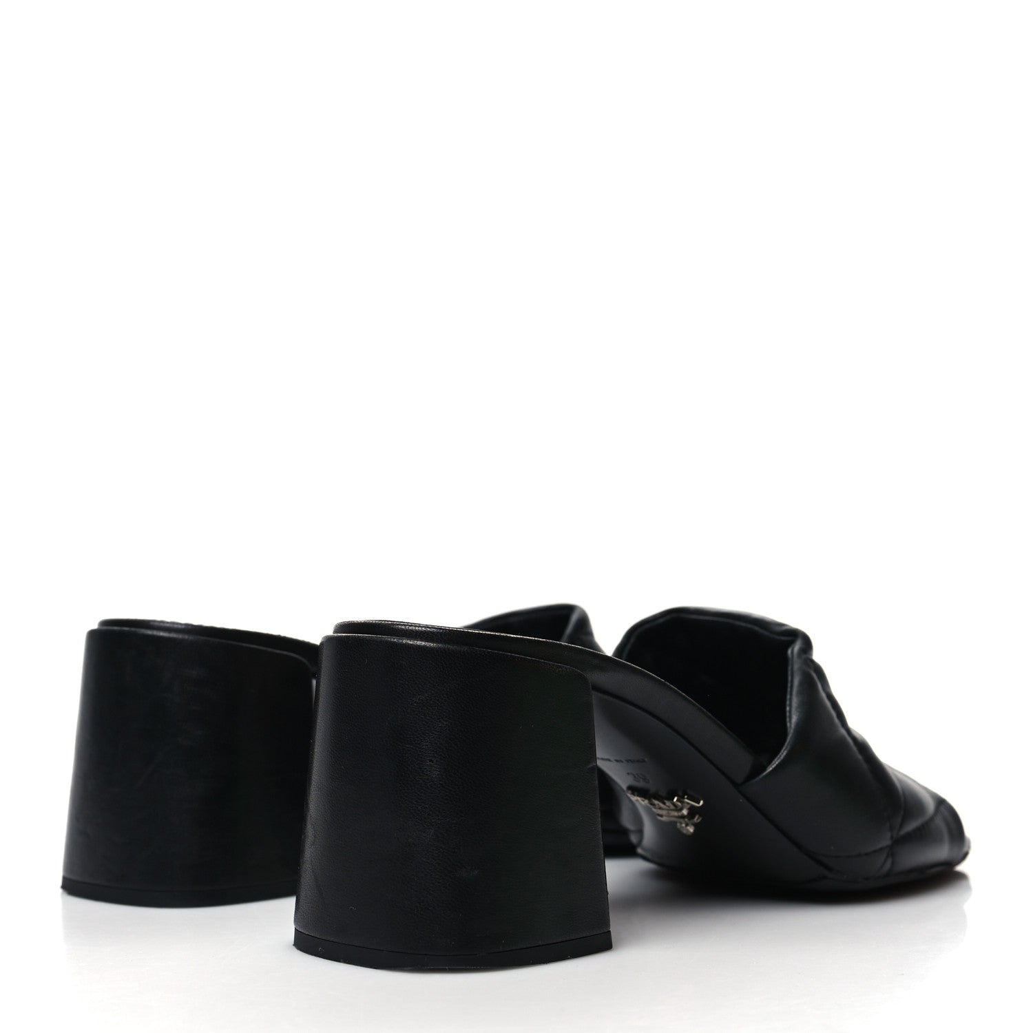Prada Nappa Logo Quilted 65mm Block Heel Slide Sandals 39 Black 4 of 9