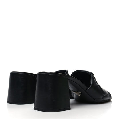 Prada Nappa Logo Quilted 65mm Block Heel Slide Sandals 39 Black 4 of 9