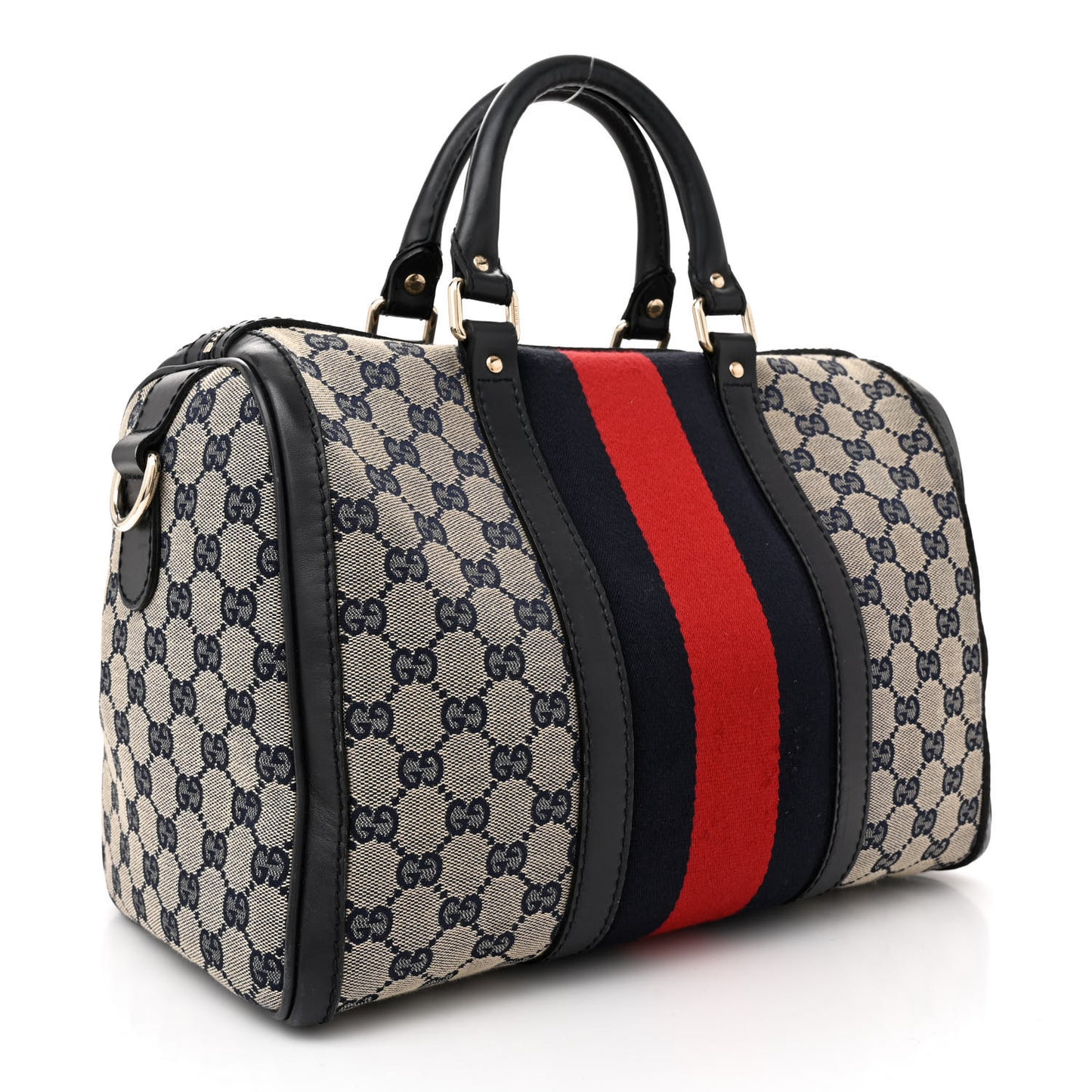 Monogram Selleria Calfskin Vintage Web Medium Boston Beige Blue