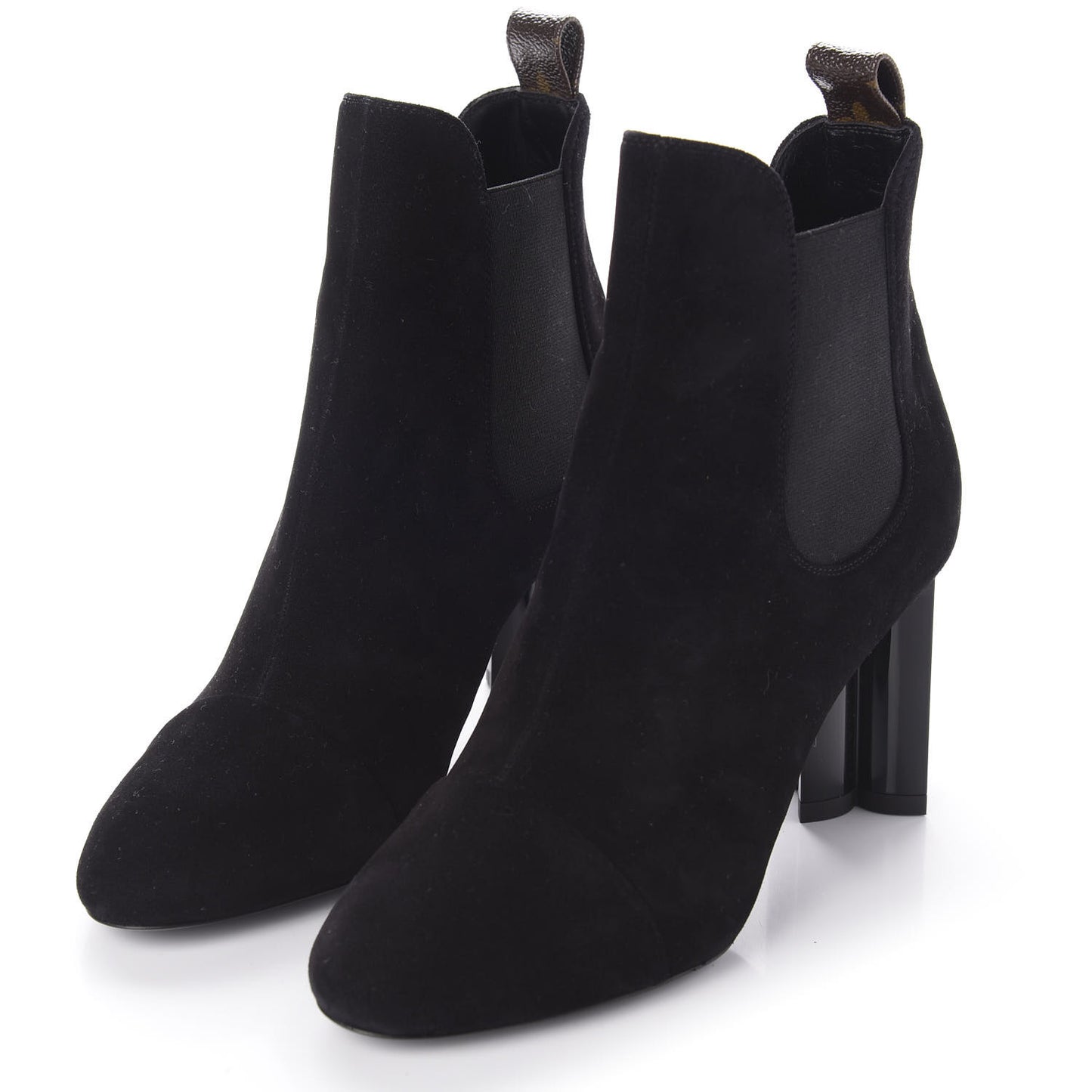 Suede Monogram Uniformes Cap Toe Chelsea 80mm Ankle Boots 37 Black