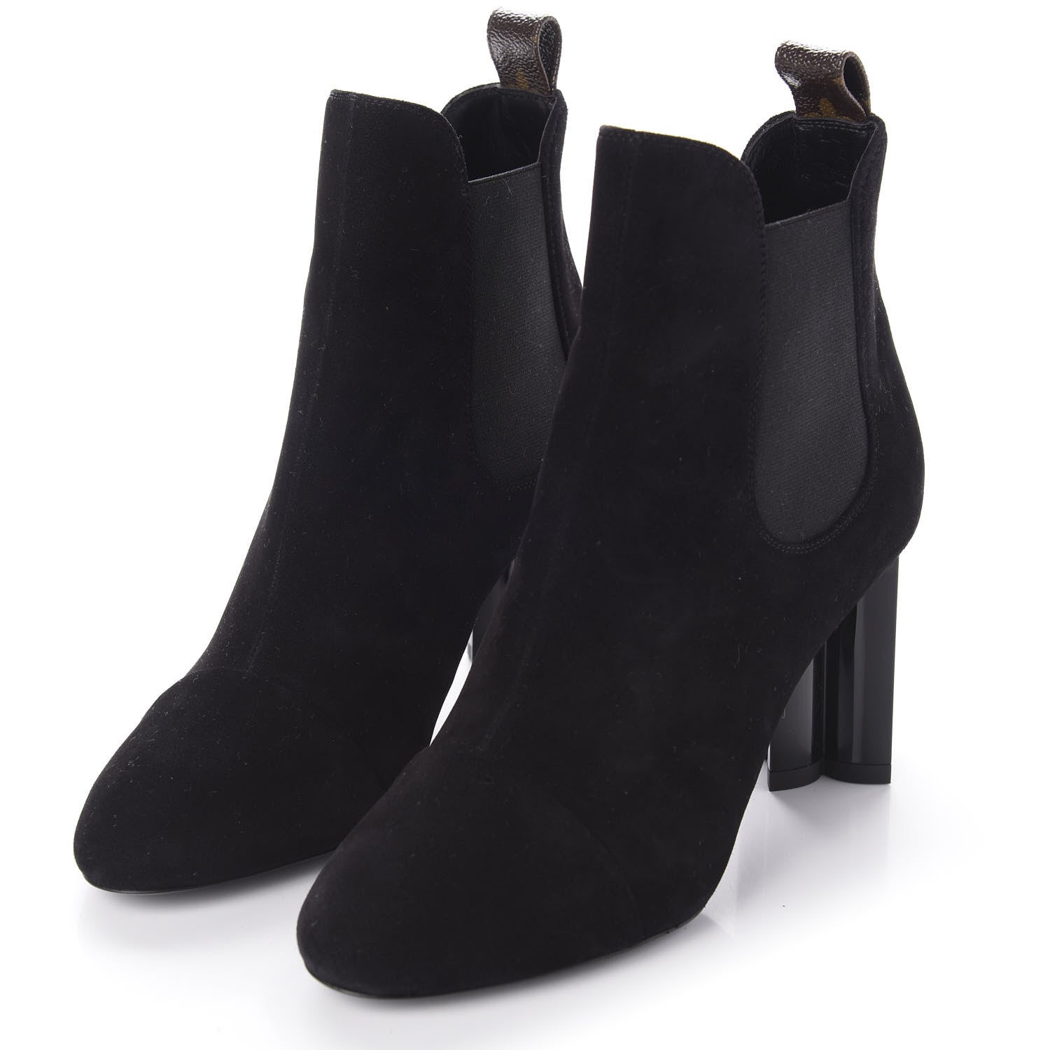 Louis Vuitton Suede Monogram Uniformes Cap Toe Chelsea 80mm Ankle Boots 37 Black 3 of 8