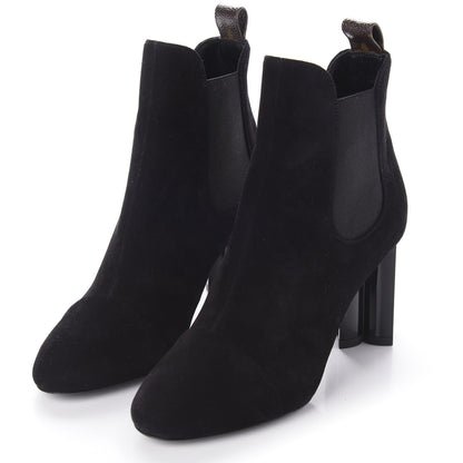Louis Vuitton Suede Monogram Uniformes Cap Toe Chelsea 80mm Ankle Boots 37 Black 3 of 8