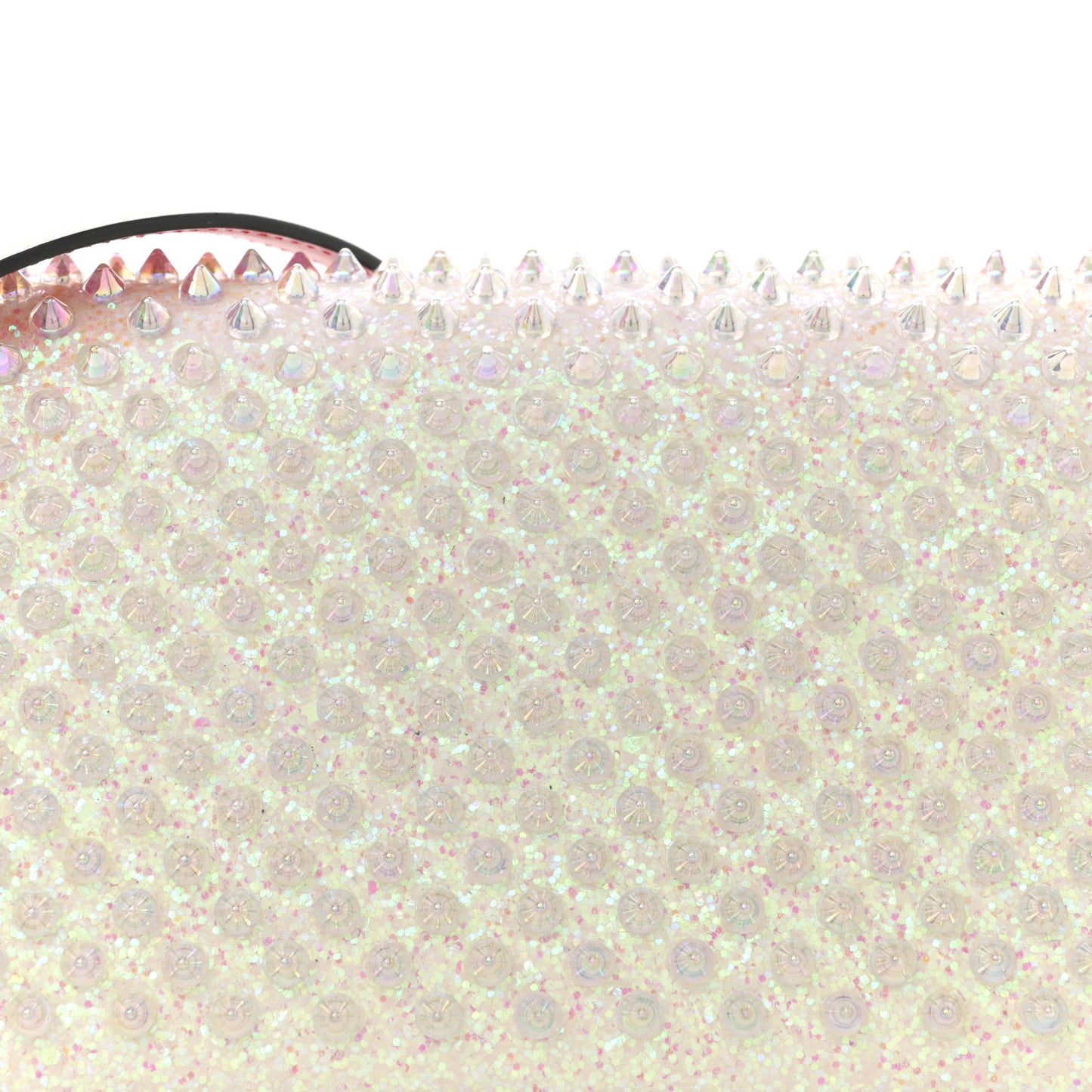 Calfskin Glitter Spikes Multimetal Paloma Clutch White