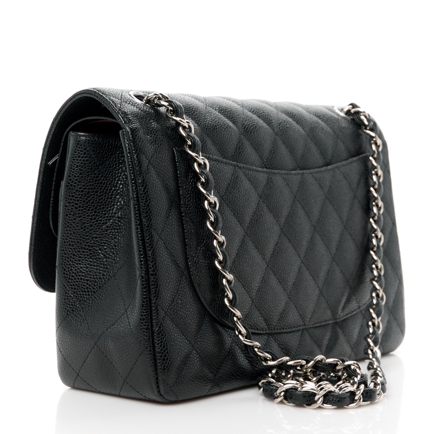 Caviar Quilted Jumbo Double Flap Black