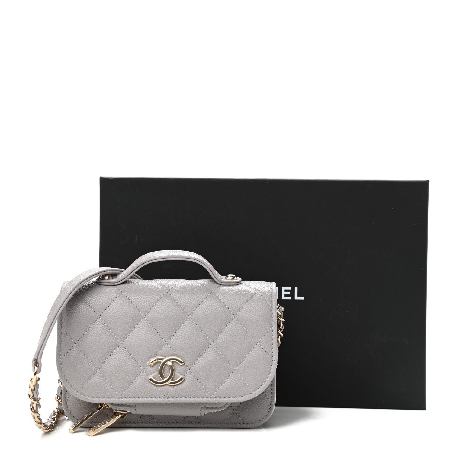 Chanel Caviar Quilted Mini Business Affinity Flap Grey 11 of 11