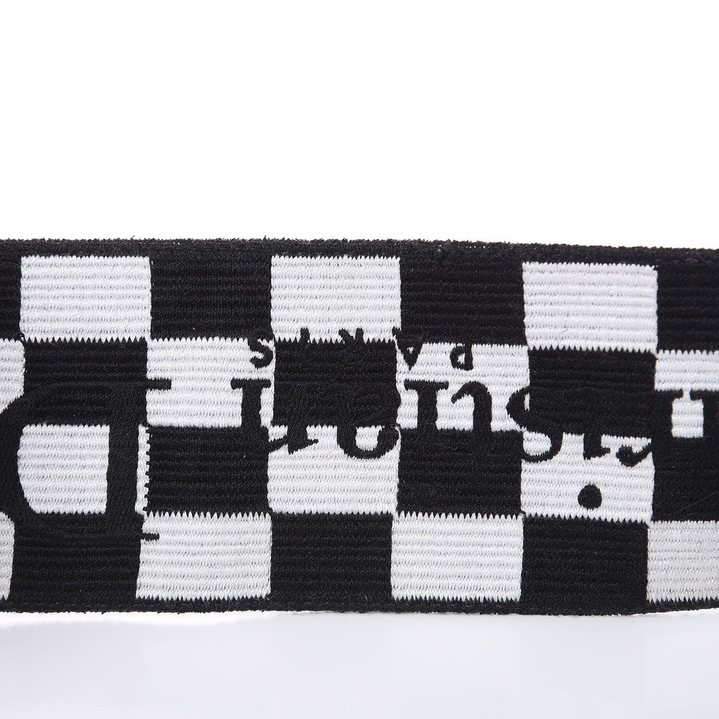 Canvas Embroidered Shoulder Strap Black White