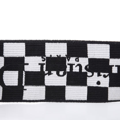 Christian Dior Canvas Embroidered Shoulder Strap Black White 5 of 5