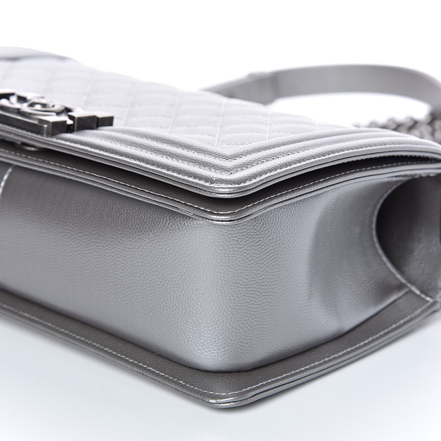 Chanel Metallic Caviar Quilted Medium Boy Flap Silver 9 of 15