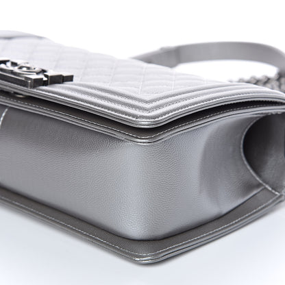 Chanel Metallic Caviar Quilted Medium Boy Flap Silver 9 of 15