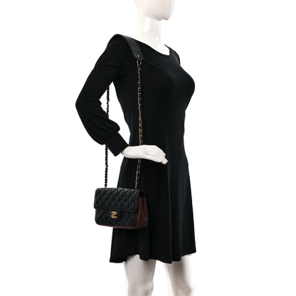 Chanel Calfskin Quilted Small Strap Into Flap Bag Black Burgundy 2 of 9
