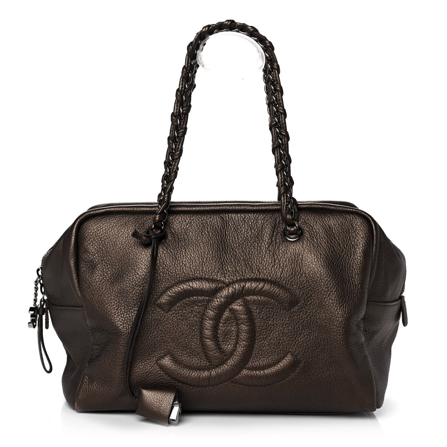 Metallic Deerskin Large Luxe Ligne Bowler Bronze