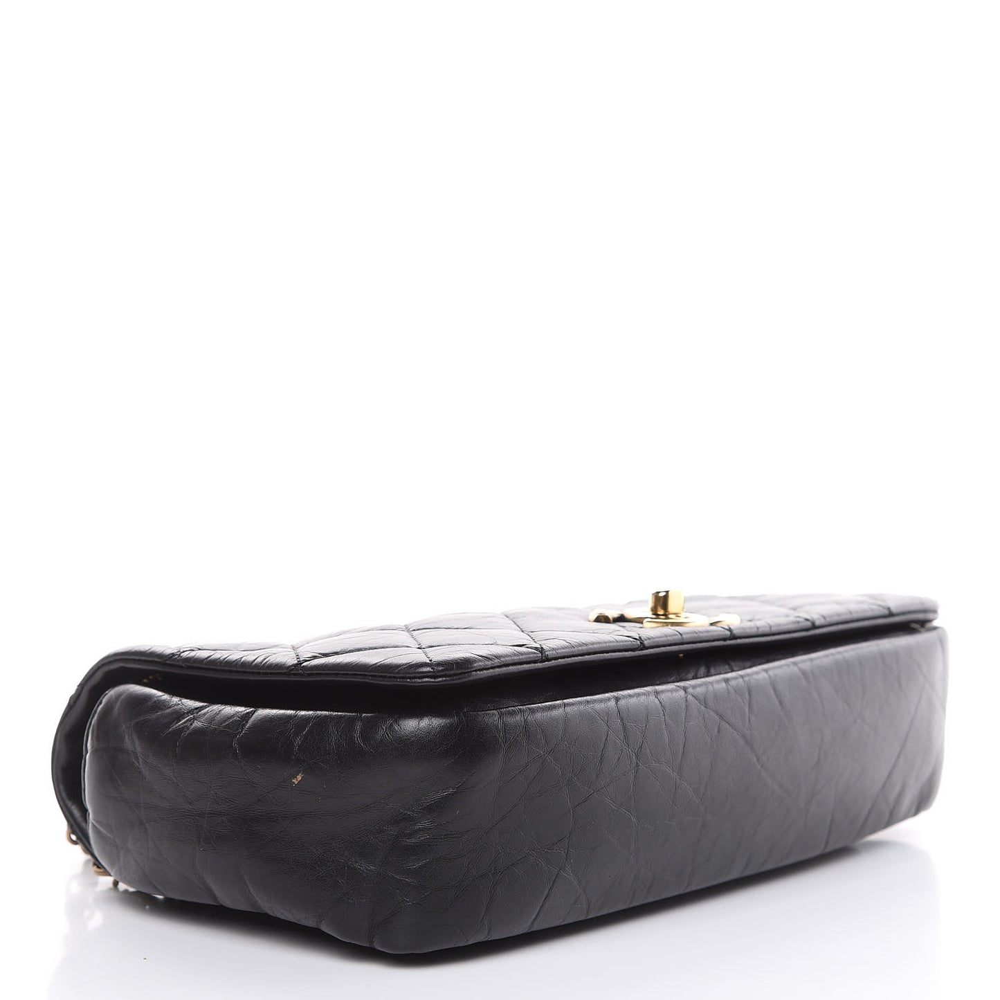 Aged Calfskin Quilted Small Pondichery Flap Black