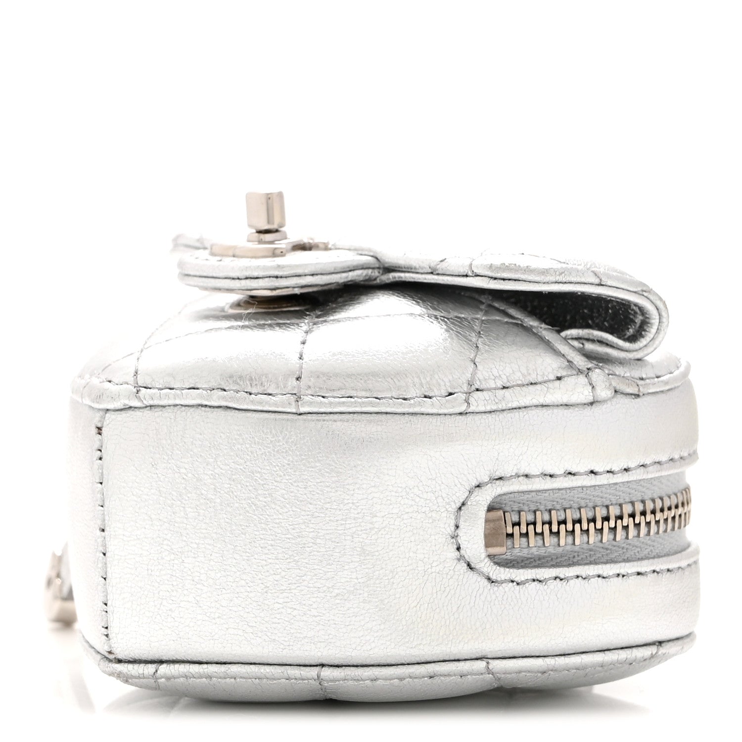 Chanel Metallic Lambskin Quilted CC Mini In Love Heart Bag Charm