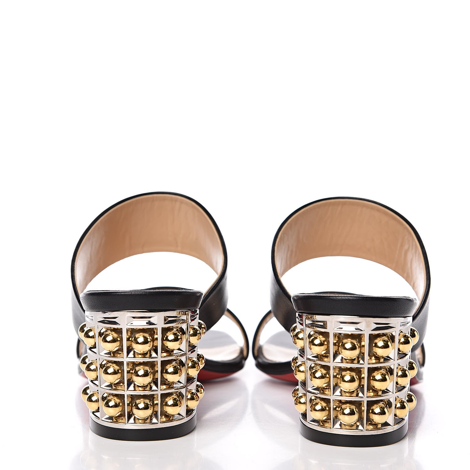 Christian Louboutin Nappa Vasa Opticat 55 Slide Sandals 37.5 Black Gold 5 of 11