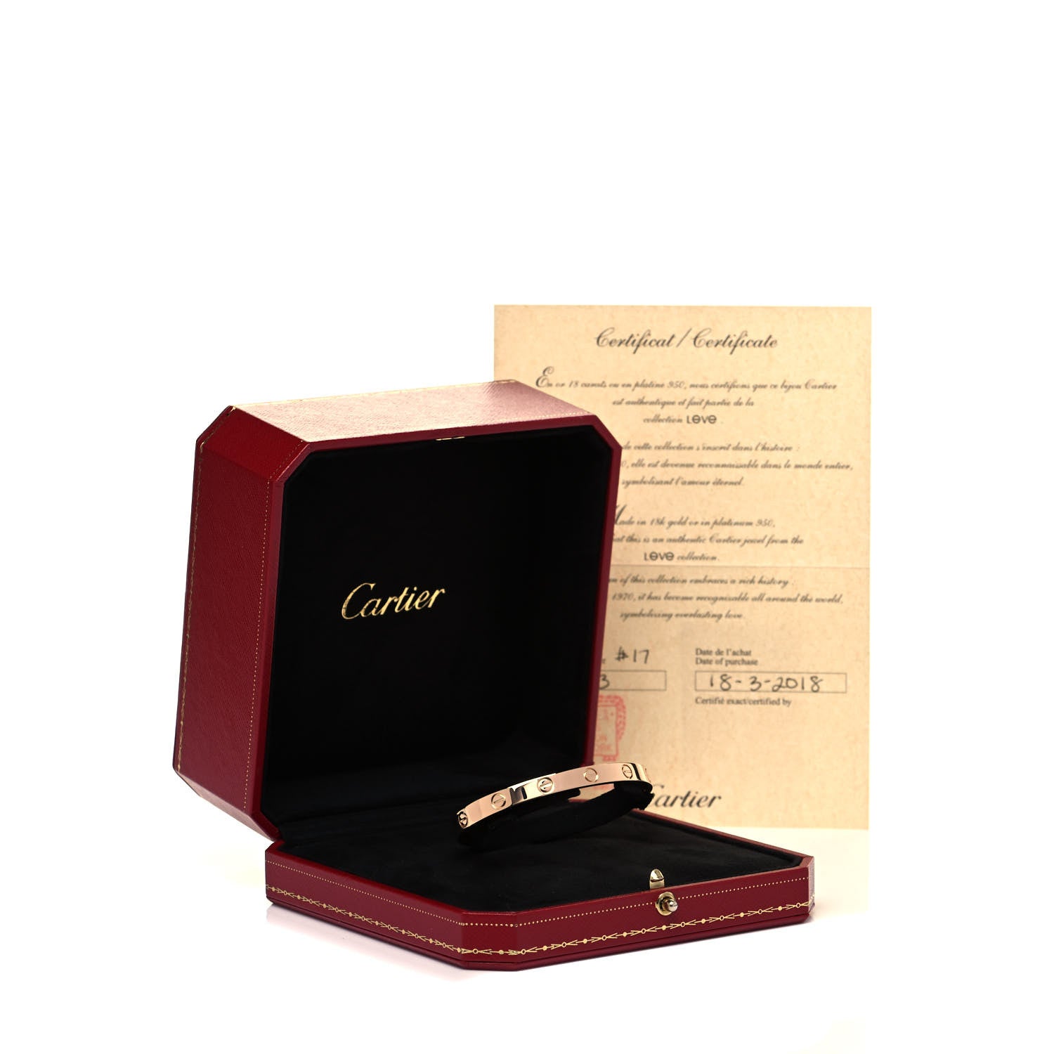 Cartier 18K Pink Gold LOVE Cuff Bracelet 17 5 of 5