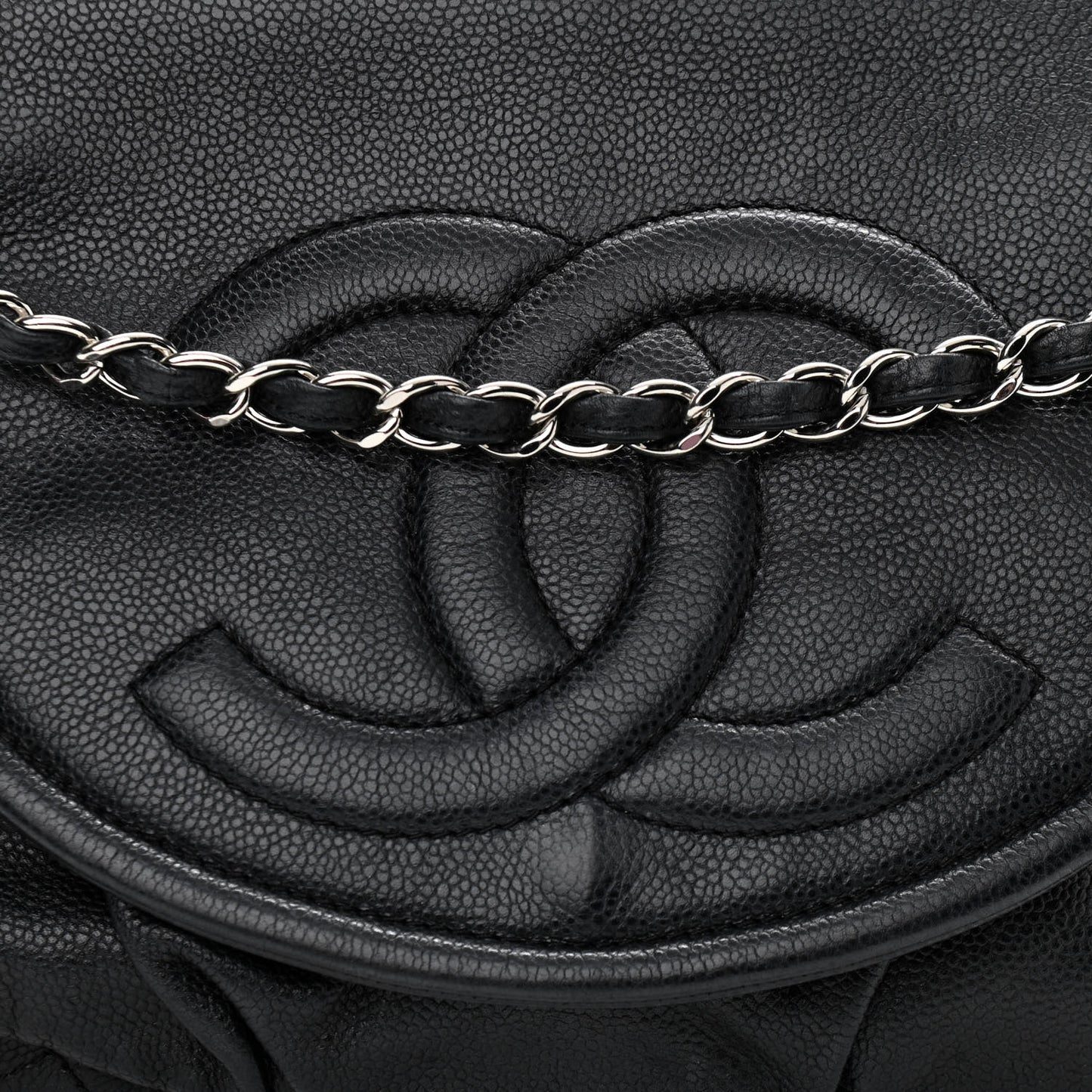 Caviar Half Moon Large Flap Black