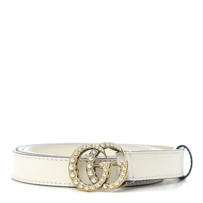 Gucci Calfskin Pearl Double G 20mm Belt 95 38 Ivory 1 of 6