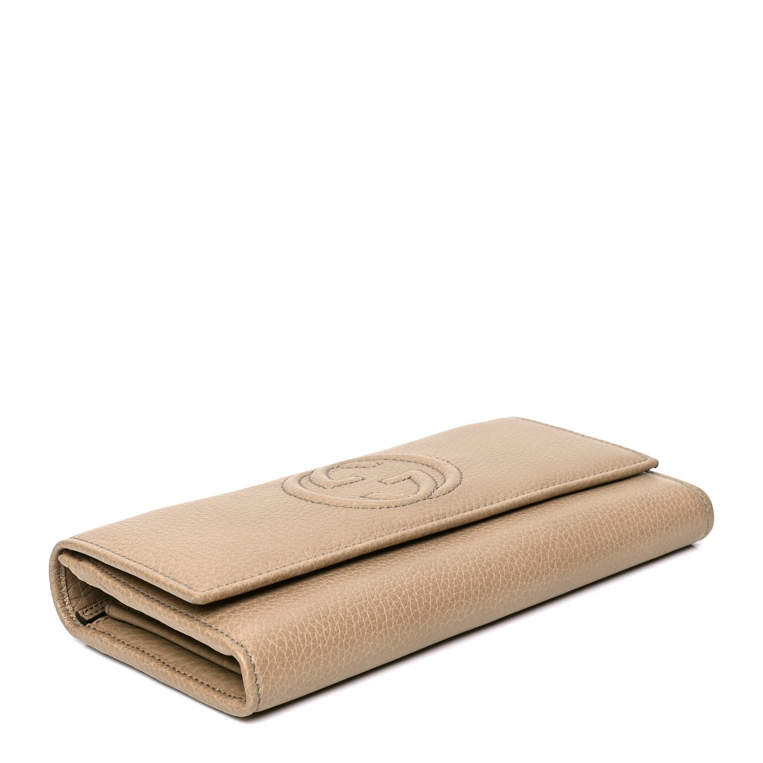 Gucci Pebbled Calfskin Soho Large Continental Wallet Camelia 3 of 4
