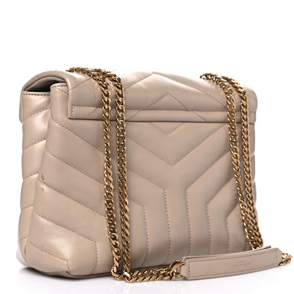 Saint Laurent Calfskin Y Quilted Monogram Small Loulou Chain Satchel Dark Beige 2 of 14